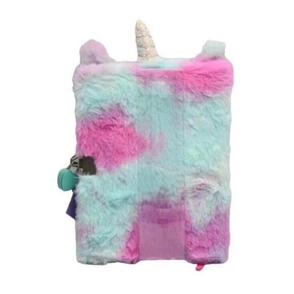 Claires Lala The Llamacorn Diary Journal Plush Blue Pink Lock Key LLama Unicorn - Picture 2 of 3